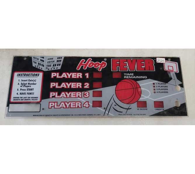 ICE HOOP FEVER Arcade Game PLEXIGLASS HEADER MARQUEE (2125) 