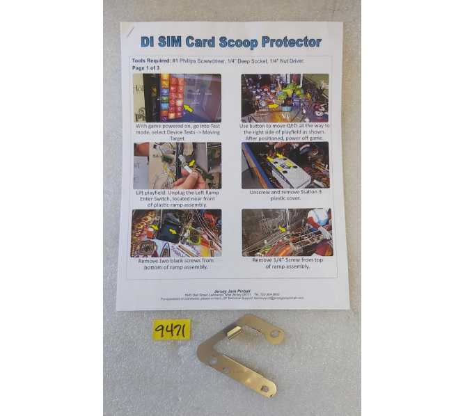 JERSEY JACK PINBALL DIALED IN Pinball CLIFFY SIM CARD SCOOP PROTECTOR #9471
