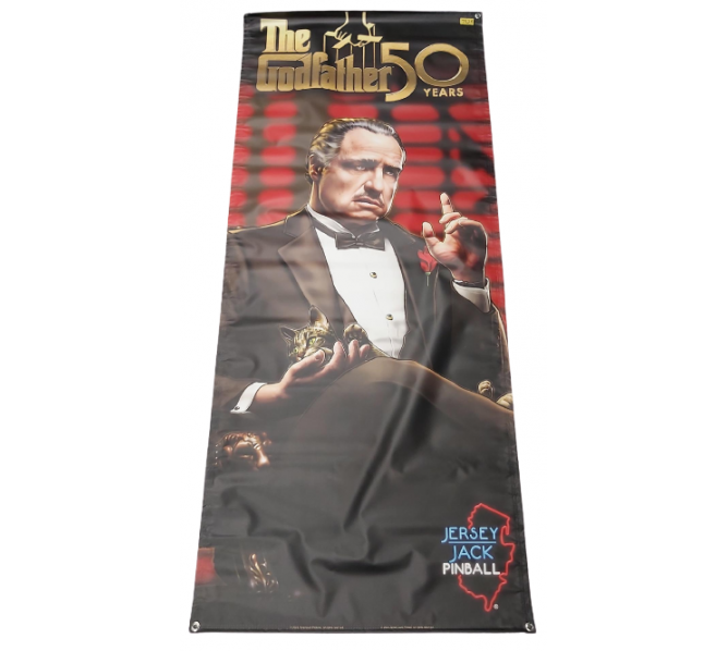 JERSEY JACK THE GODFATHER Original Pinball Machine COLLECTIBLE VINYL DISPLAY BANNER #7523 