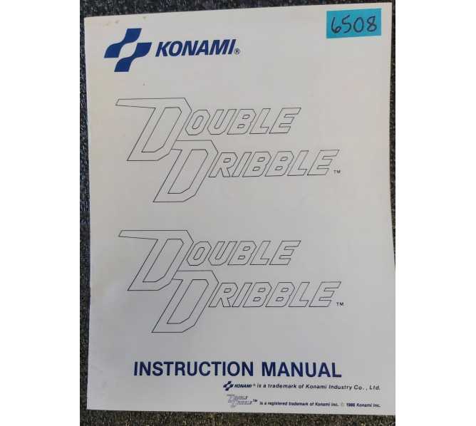 KONAMI DOUBLE DRIBBLE Arcade Game INSTRUCTION MANUAL #6508