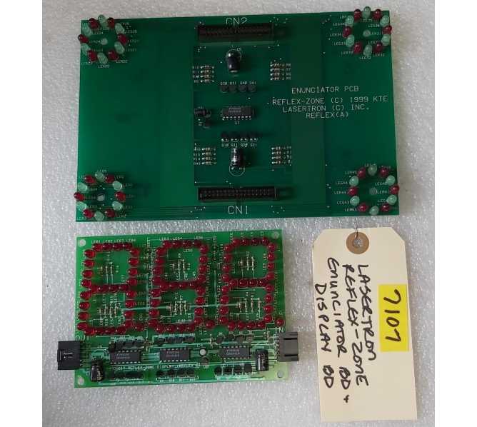  LASERTRON REFLEX-ZONE Redemption Arcade Game  ENUNCIATOR & 3 DIGIT DISPLAY Board Set #7107 