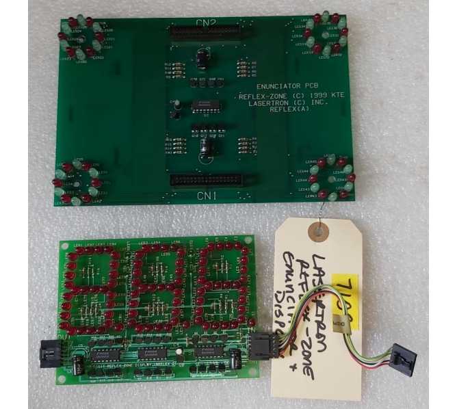  LASERTRON REFLEX-ZONE Redemption Arcade Game ENUNCIATOR & 3 DIGIT DISPLAY Board Set #7108  