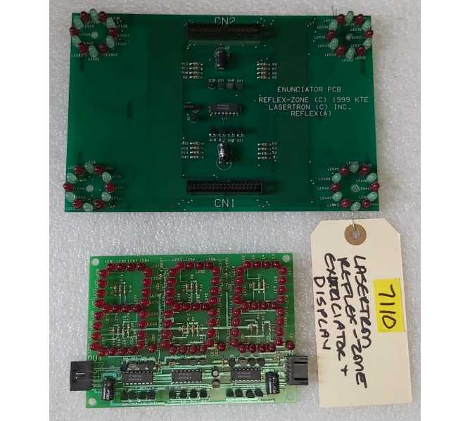 LASERTRON REFLEX-ZONE Redemption Arcade Game ENUNCIATOR & 3 DIGIT DISPLAY Board Set #7110  