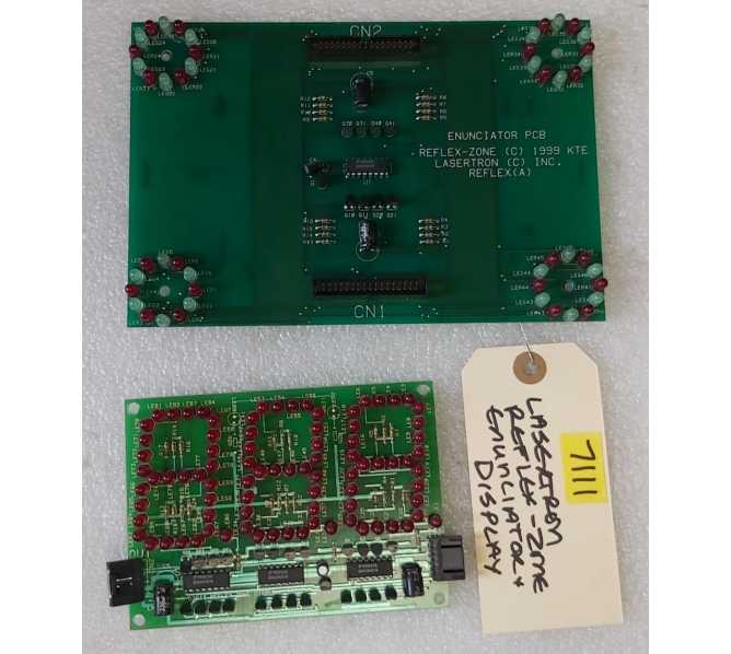 LASERTRON REFLEX-ZONE Redemption Arcade Game ENUNCIATOR & 3 DIGIT DISPLAY Board Set #7111 