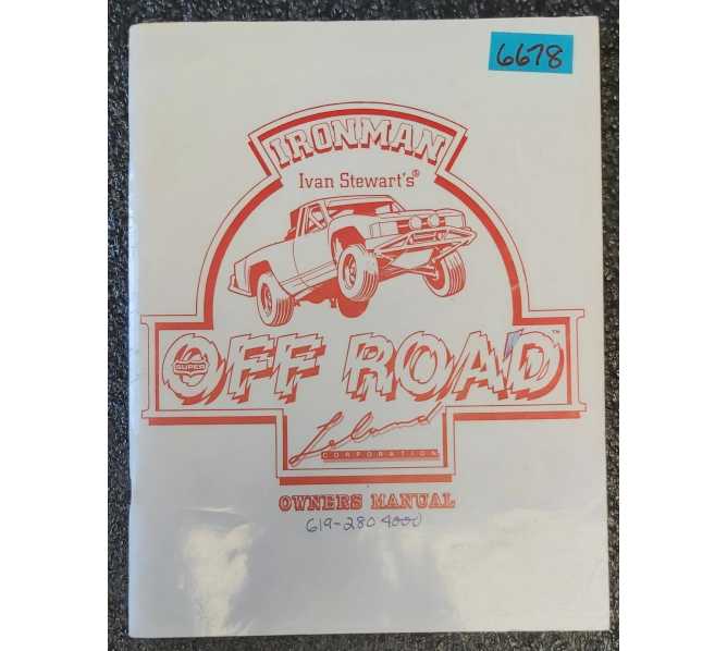 LELAND CORP. IRONMAN IVAN STEWART'S SUPER OFF ROAD Arcade Game OWNER'S MANUAL #6678 