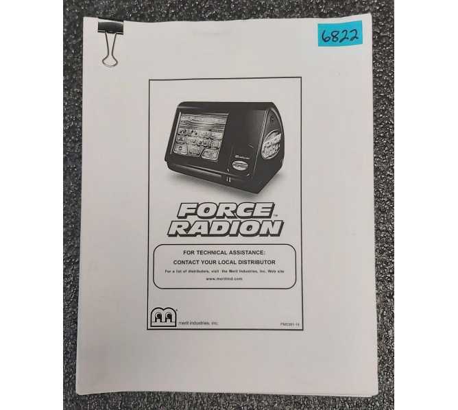 MERIT FORCE RADION Arcade Game Manual #6822 