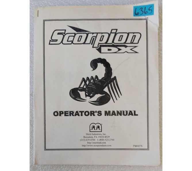 MERIT SCORPION DX Arcade Game Operator's Manual #6365 