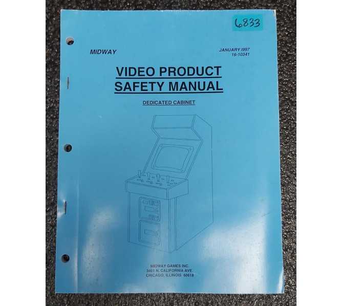 MIDWAY Arcade Game VIDEO PRODUCT SAFETY Manual #6833  