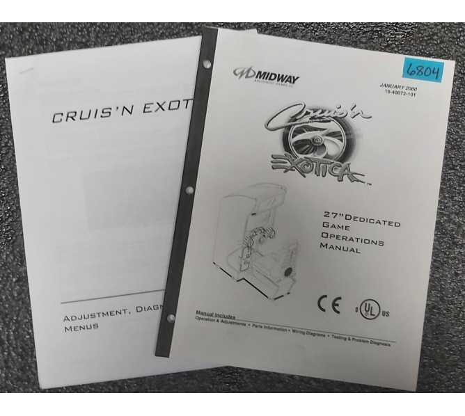 MIDWAY CRUIS'N EXOTICA Arcade Game OPERATIONS MANUAL #6804  