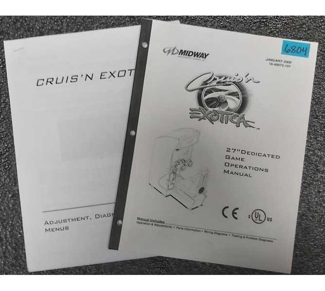 MIDWAY CRUIS'N EXOTICA Arcade Game OPERATIONS MANUAL #6804  