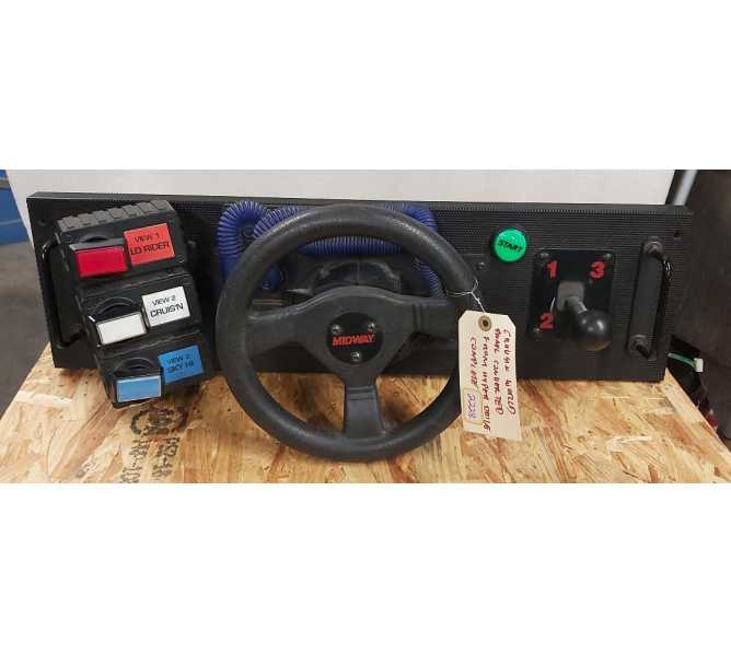 MIDWAY CRUIS'N WORLD Arcade Game COMPLETE STEERING CONTROL PANEL Assembly CONVERTED from HYPER DRIVE (2228)