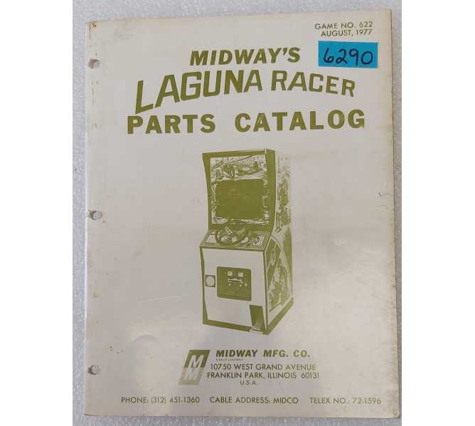 MIDWAY LAGUNA RACER Arcade Game Parts Catalog #6290 