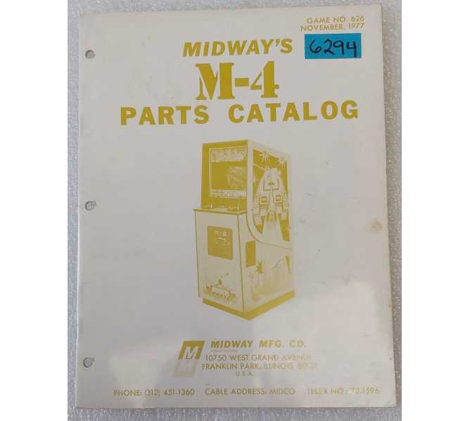 MIDWAY M-4 Arcade Game Parts Catalog #6294