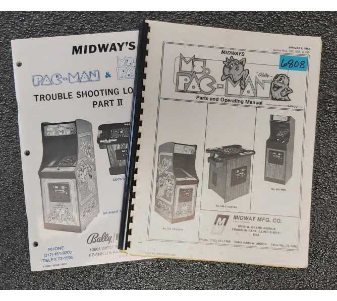 MIDWAY MS. PACMAN Arcade Game PARTS and OPERATING Manual & TROUBLE SHOOTING GUIDE #6808