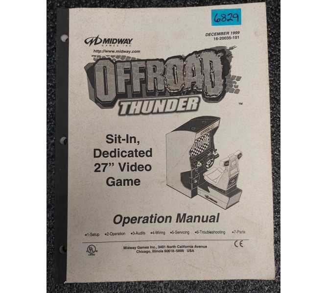MIDWAY OFF ROAD THUNDER Arcade Game OPERATION Manual #6829