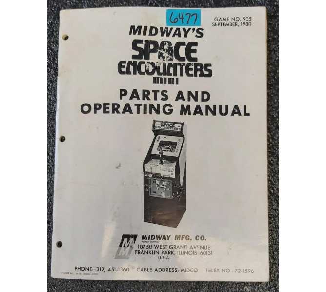 MIDWAY SPACE ENCOUNTERS MINI Arcade Game Parts & Operating Manual #6477