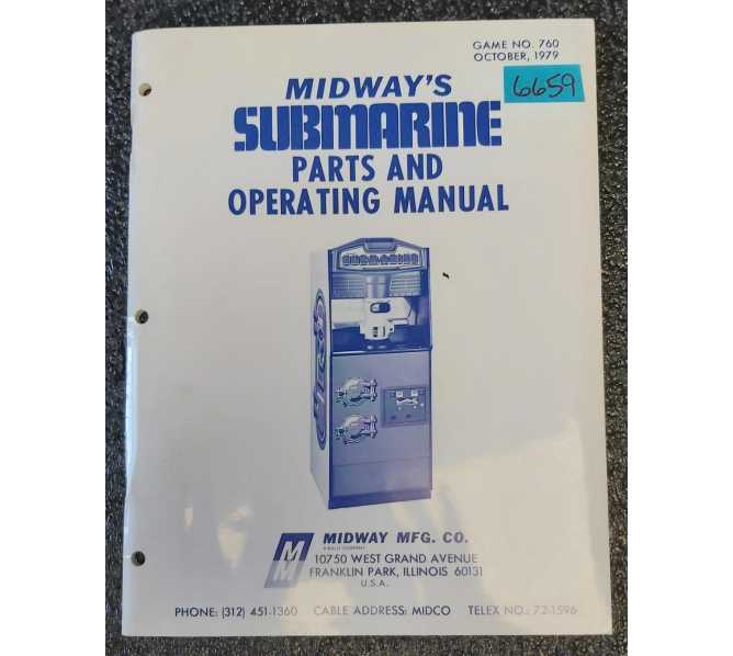  MIDWAY SUBMARINE Arcade Game PARTS & OPERATING MANUAL #6659