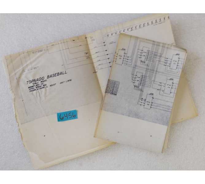 MIDWAY TORNADO BASEBALL Arcade Game SCHEMATICS #6456  