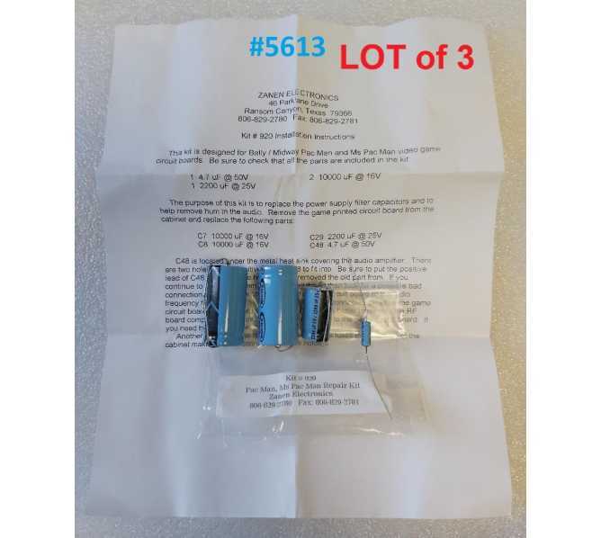 PAC MAN, MS. PAC MAN Arcade Game REPAIR KIT #920 ZANEN ELECTRONICS (5613)  
