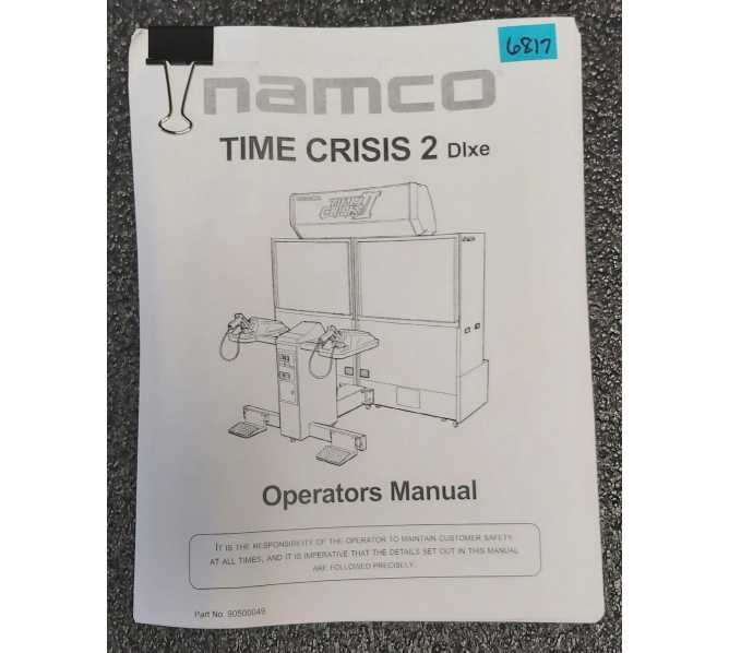 NAMCO TIME CRISIS 2 DELUXE Arcade Game OPERATOR'S Manual #6817  