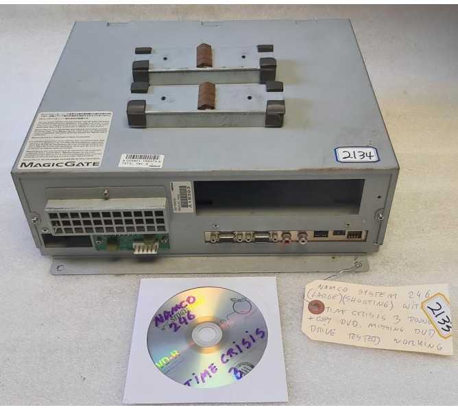 NAMCO TIME CRISIS 3 Arcade Game SYSTEM 296 w DONGLE & BACKUP DVD DISC (MISSING DVD DRIVE) (2134)