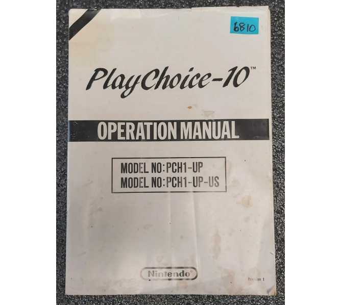 NINTENDO PLAYCHOICE-10 Arcade Game OPERATION Manual #6810 