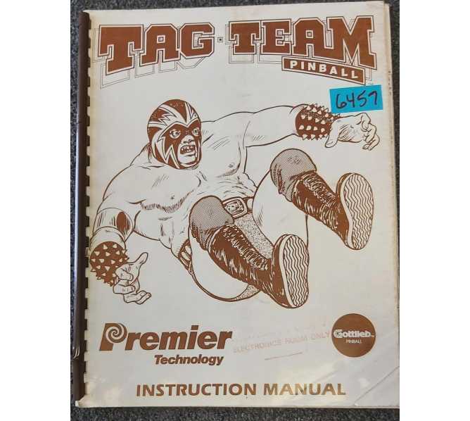 PREMIER TAG TEAM Pinball Game INSTRUCTION Manual #6457 