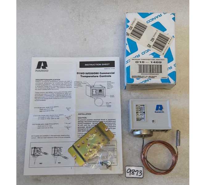 RANCO 010-1409 Temperature Control, Refrigeration Freezer, Auto Reset Close on Rise, SPST, Medium Temperature, 24, 24, 0-55F72 CB #9873