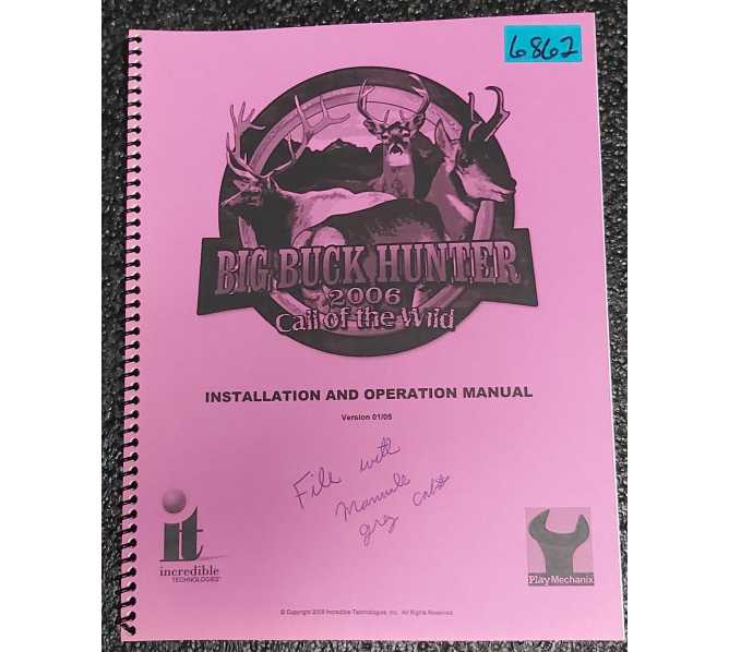 RAW THRILLS BIG BUCK HUNTER PRO 2006 CALL OF THE WILD Arcade Game INSTALLATION & OPERATION Manual #6862  