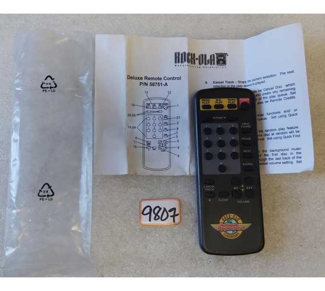 ROCK-OLA Jukebox DELUXE REMOTE CONTROL #58751-A (9807) 