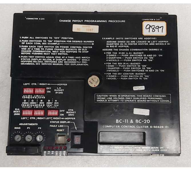 ROWE BC-11 & BC-20 Bill Changer COMPUTER CONTROL CENTER Board #6-50428-01 (9797)