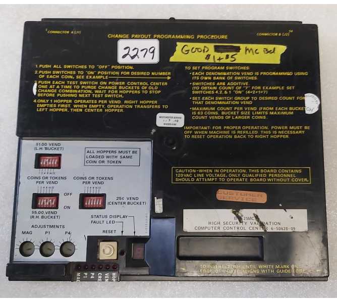 ROWE BC25, BC12 Vending Machine MC Board for $1s & $5s #6-50428-03 (2279) 