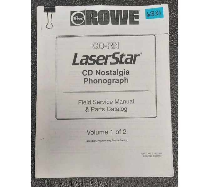 ROWE LASERSTAR CD-RN Jukebox FIELD SERVICE Manual & PARTS Catalog #6831 