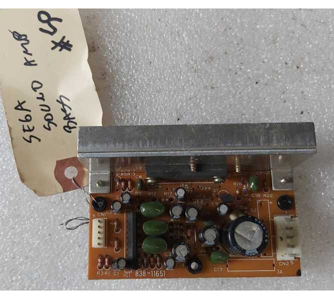 SEGA Arcade Game BASS SOUND AMP Board #838-11651 (50)