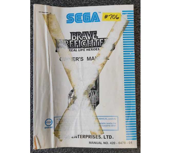 SEGA BRAVE FIRE FIGHTERS Arcade Game OWNER'S MANUAL #706 