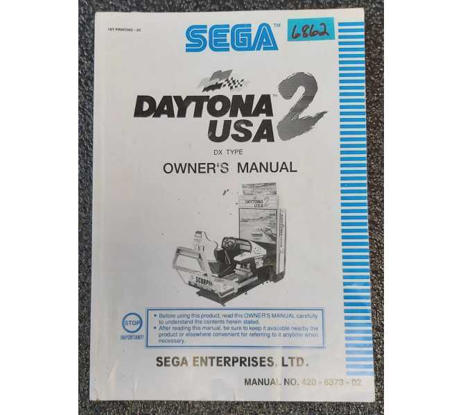 SEGA DAYTONA USA 2 Arcade Machine OWNER'S Manual #6862 