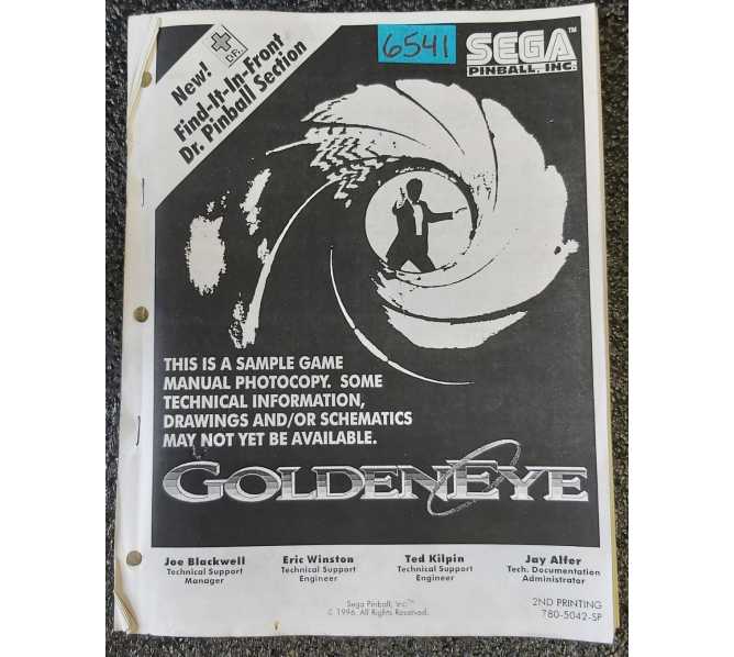 SEGA GOLDENEYE Pinball Game SAMPLE GAME MANUAL #6541 