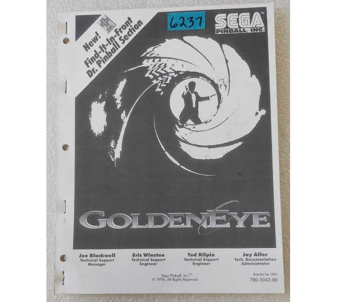 SEGA GOLDENEYE Pinball MANUAL #6237 