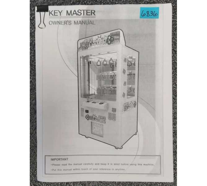 SEGA KEY MASTER Redemption Game OWNER'S Manual #6836 