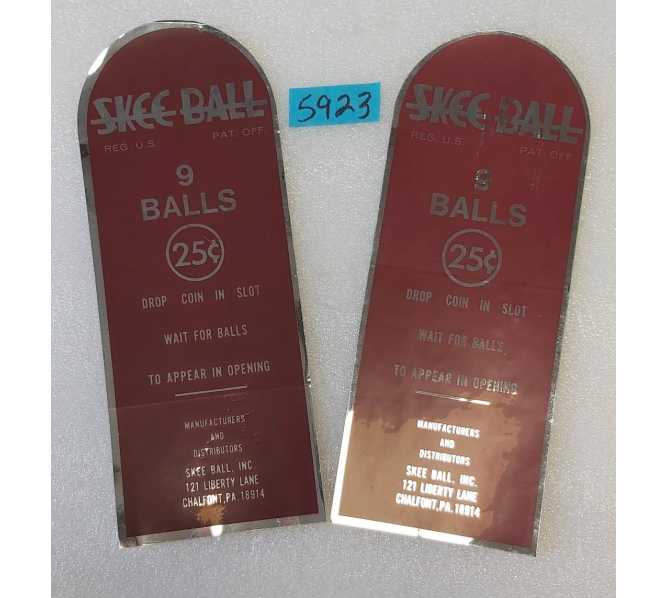 SKEEBALL Arcade Machine VINTAGE STYLE INSTRUCTION Decal / Sticker - Lot of  2 - #5923  