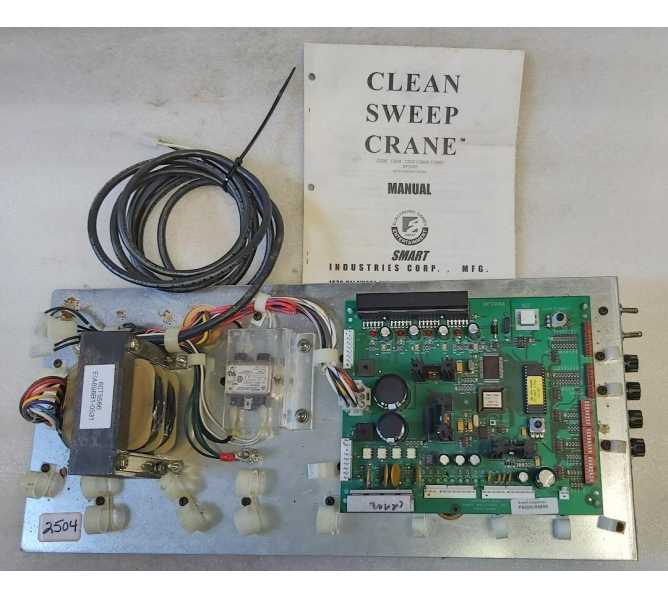 SMART INDUSTRIES CLEAN SWEEP Crane Arcade Machine MAIN CONTROL Board Assembly & MANUAL (2504)