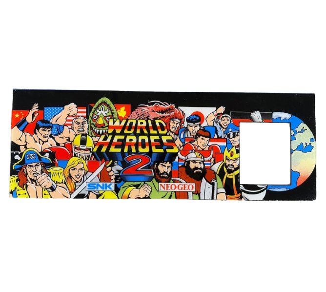 SNK WORLD HEROES 2 Arcade Game Overhead Marquee PLEXIGLASS Header 