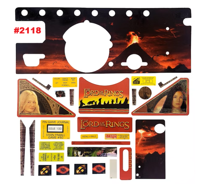 STERN LORD OF THE RINGS Pinball Machine 29 pc Decal Set (Apron, Mirror) 802-5000-80 (2118)