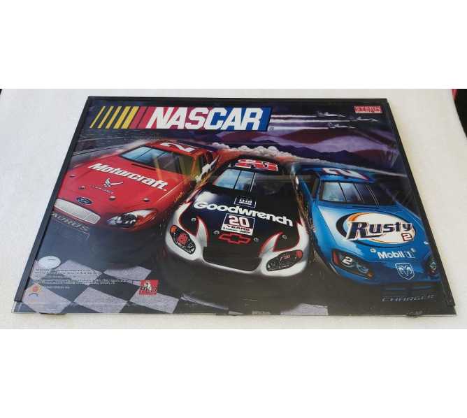 STERN NASCAR Pinball Machine Translite Backbox Artwork w Glass / Partial Frame  #7640 