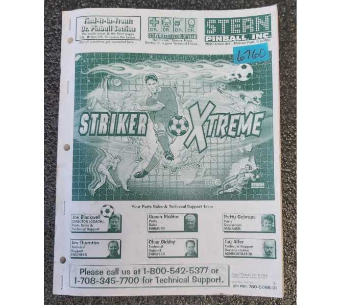 STERN STRIKER XTREME Pinball Machine MANUAL #6760 