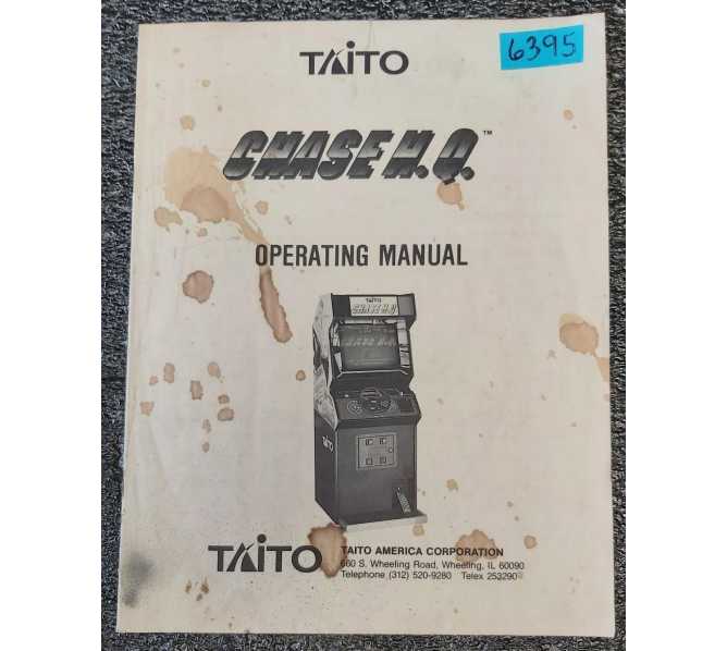 TAITO CHASE H.Q. Arcade Machine OPERATING Manual #6395 