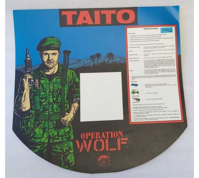 TAITO OPERATION WOLF Arcade Game LEXAN CONTROL PANEL OVERLAY #7992 