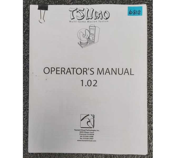 TSUNAMI TSUMO MULTI-GAME MOTION SYSTEM Arcade Game OPERATOR'S Manual #6818  