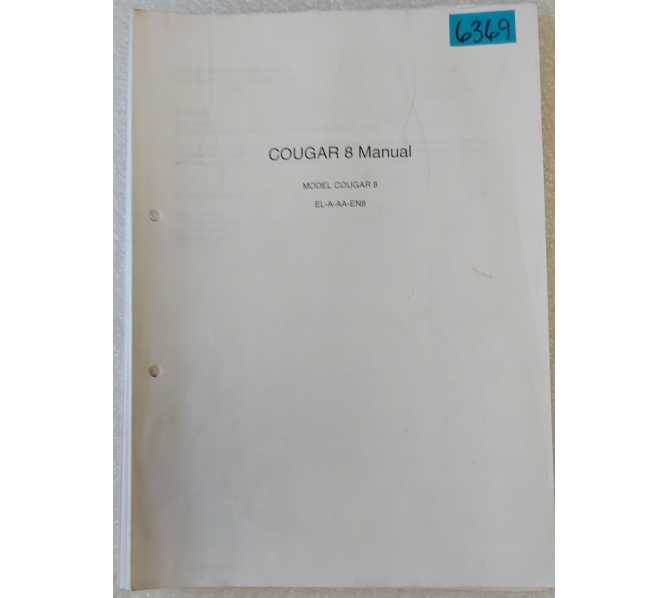 VALLEY COUGAR 8 Arcade Game Manual #6369 