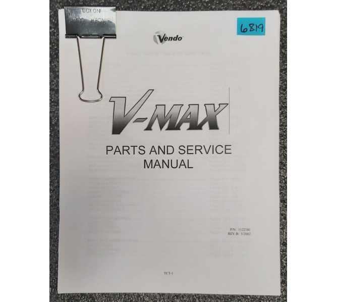 VENMO V-MAX Vending Machine PARTS and SERVICE Manual #6819 